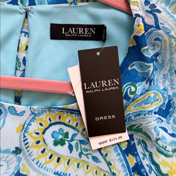 Lauren Ralph Lauren Floral Paisley Georgette Shift Dress Sheer Layers Lined New - Picture 6 of 7